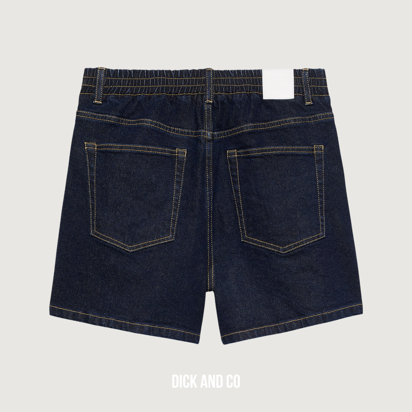Denim short with elastic waistband