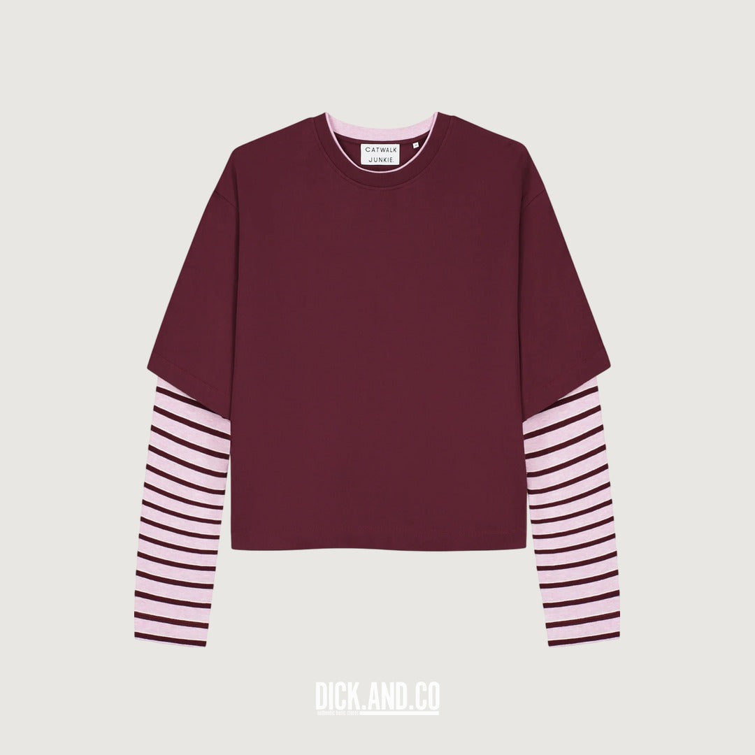 CATWALK JUNKIE Loose fit t-shirt in Paars, vrijstaand vooraanzicht