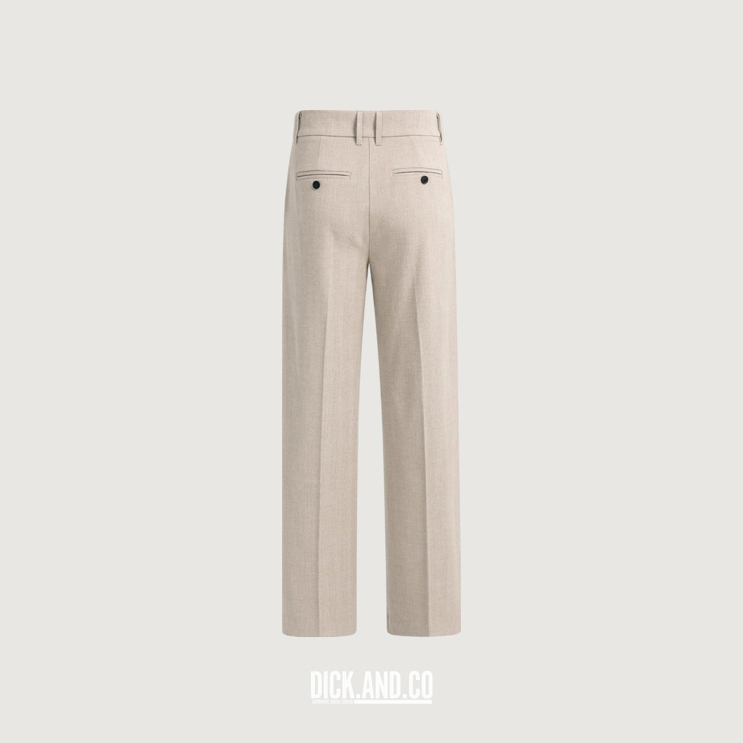 YAYA Zachte geweven pantalon met wijde pijpen in Beige, vrijstaand achteraanzicht