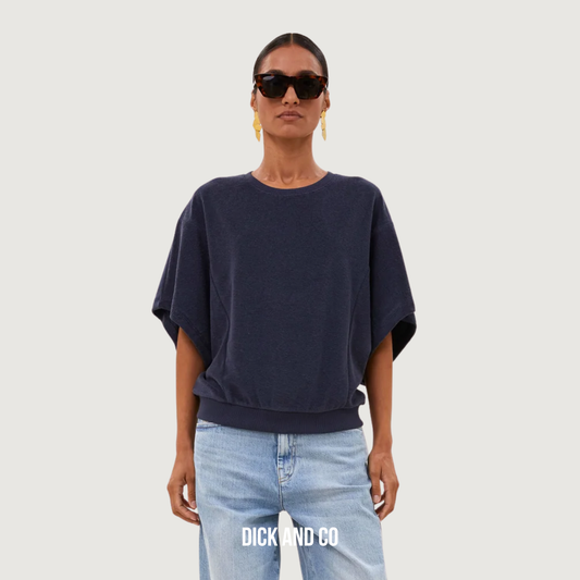 BY-BAR Nuki slub top in de kleur blauw (midnight)