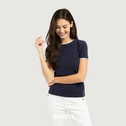 T-shirt met contrasterende bies