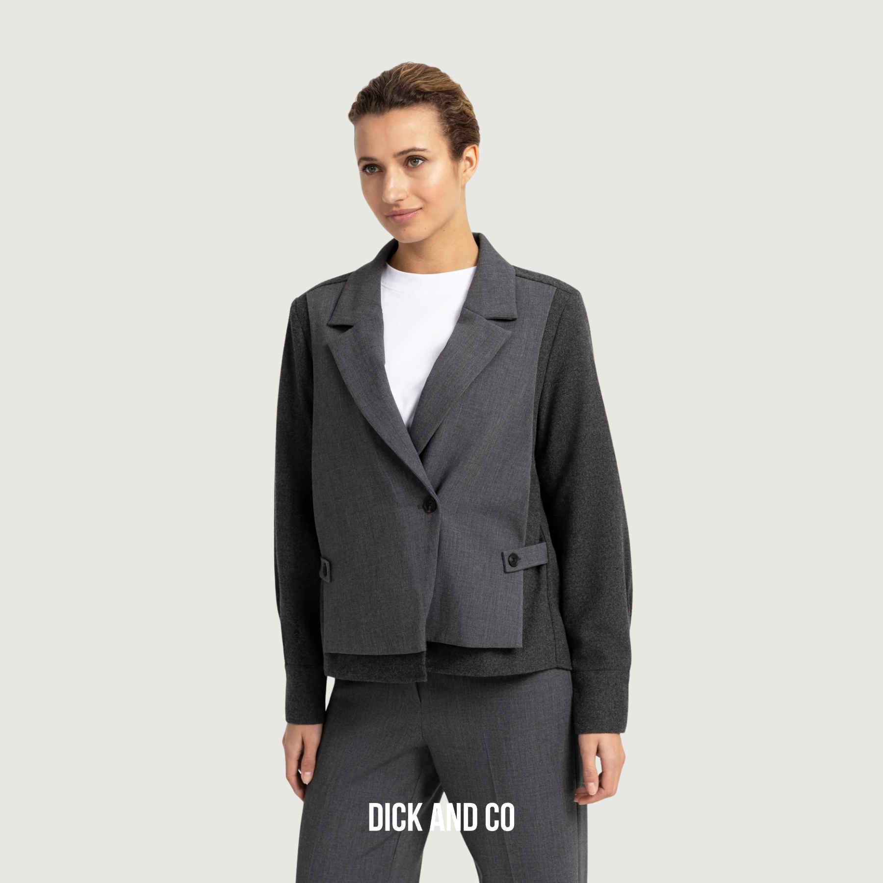 YAYA Blazer met contrasterende stof en losse pasvorm in de kleur grijs (anthracite melange)