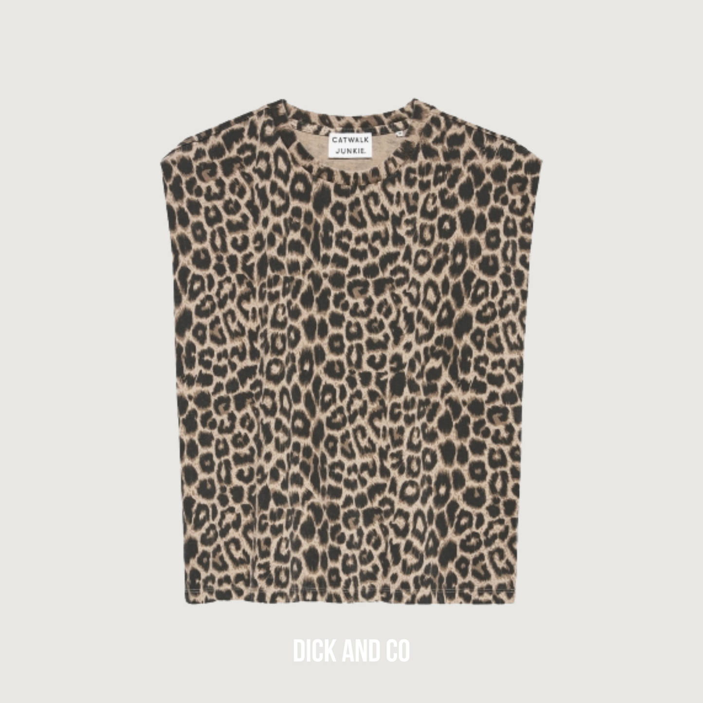 CATWALK JUNKIE Folded shoulder leopard singlet in de kleur bruin (grey morn)