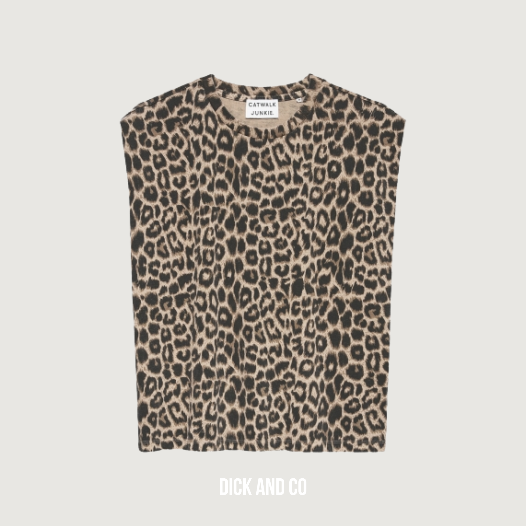CATWALK JUNKIE Folded shoulder leopard singlet in de kleur bruin (grey morn)