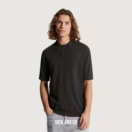 CAST IRON Polo van viscoseblend in de kleur zwart (black sand)