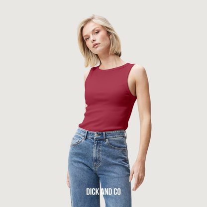 CATWALK JUNKIE Classic rib singlet tanktop in de kleur rood (cranberry juice)