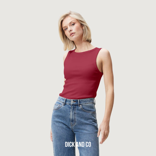 CATWALK JUNKIE Classic rib singlet tanktop in de kleur rood (cranberry juice)