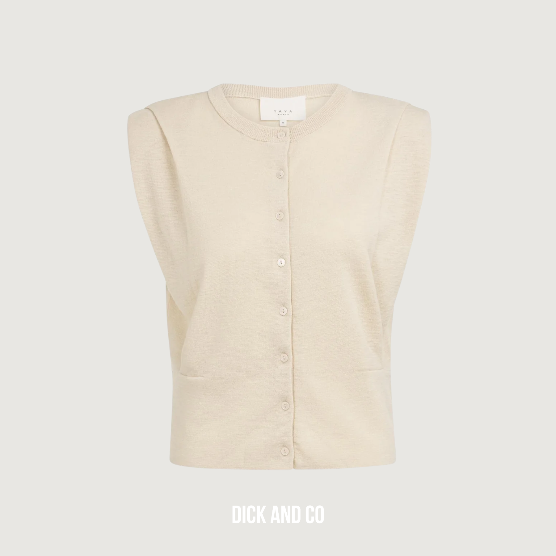 YAYA Mouwloos vest met schouderdetail en knopen in de kleur beige (cloud creme white)