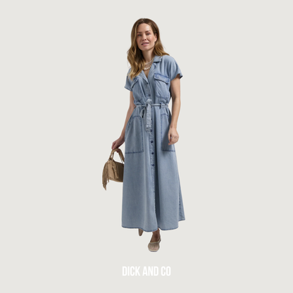 FLORÈZ Dina dress jurk in de kleur blauw (mid blue)
