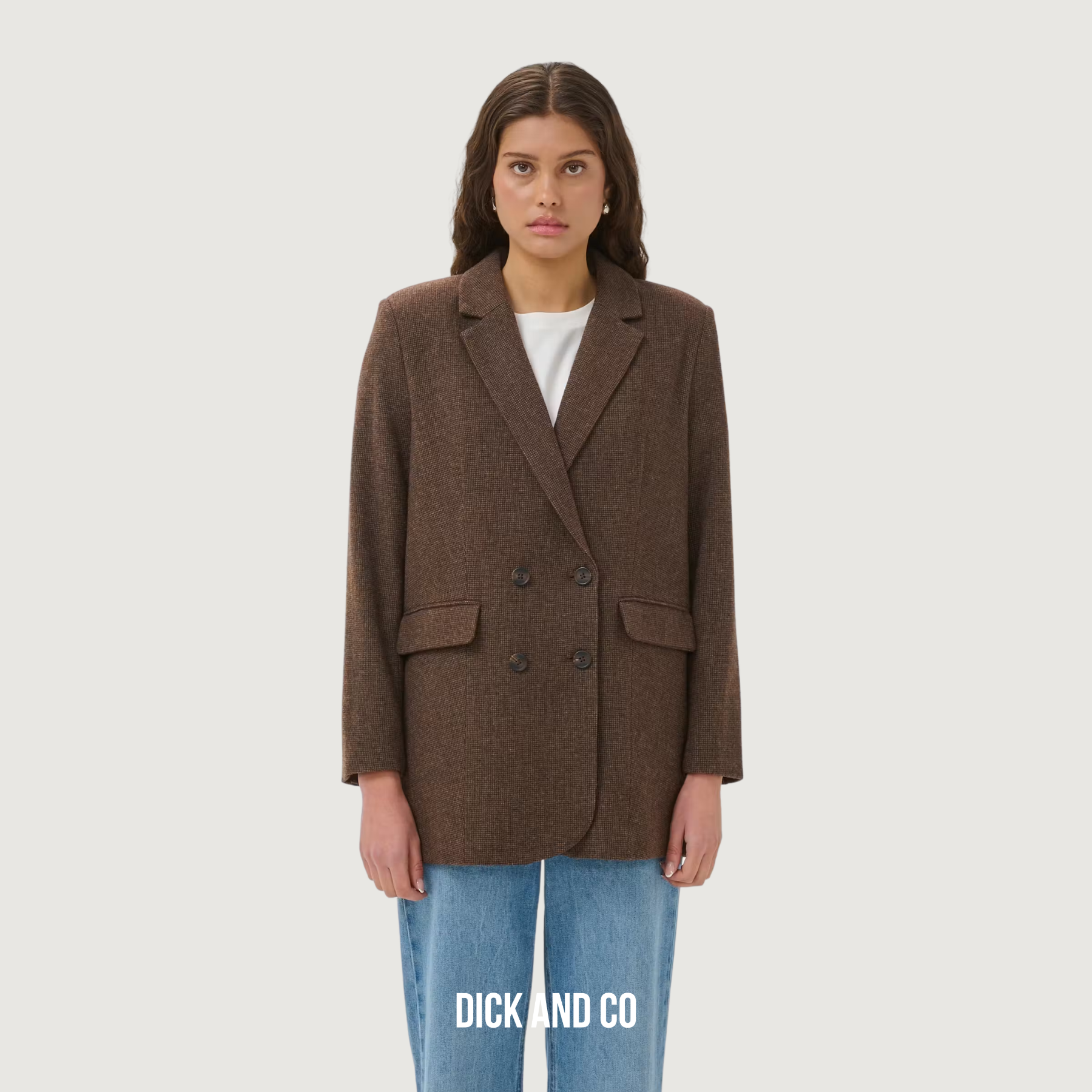 MY ESSENTIAL WARDROBE MWCleo blazer in de kleur bruin (dark brown check)
