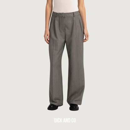 YAYA Pantalon met ruitdessin en wijde pijpen broek in de kleur grijs (hole black dessin)