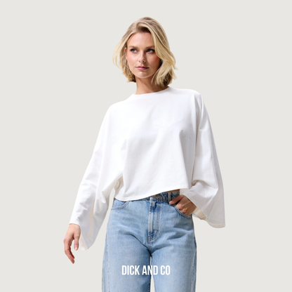 CATWALK JUNKIE Cape long sleeve longsleeve in de kleur wit (off white)