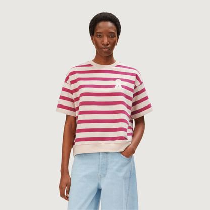 ARMED ANGELS Bamikaa Gestreept sweater in de kleur roze (undyed-very berry)