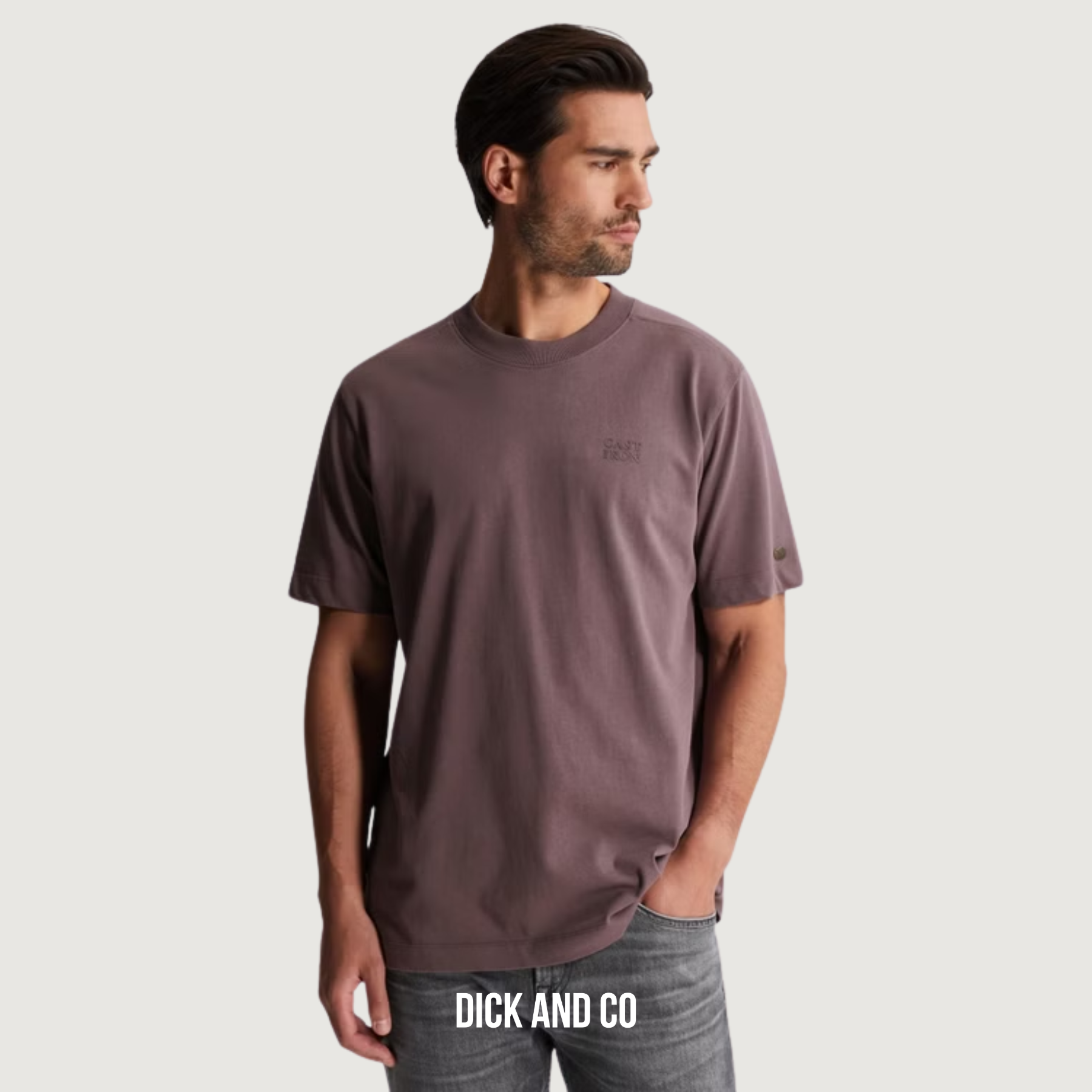 CAST IRON T-shirt van jersey met artwork op de rug in de kleur paars