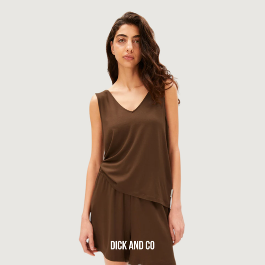 ARMED ANGELS Jersey Top Met V-Hals jersey shirts in de kleur bruin (dried palm)