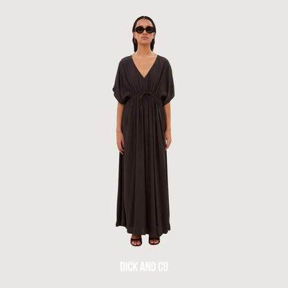 BY-BAR Long twill dress jurk in de kleur zwart (espresso)