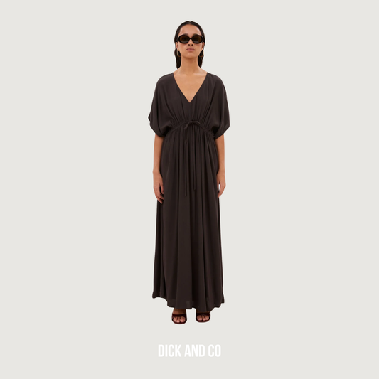 BY-BAR Long twill dress jurk in de kleur zwart (espresso)