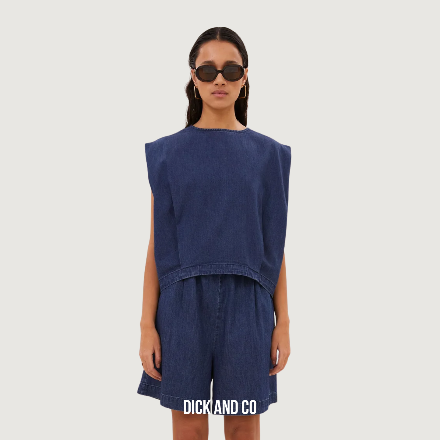 BY-BAR Ginza denim top in de kleur blauw (dark denim)