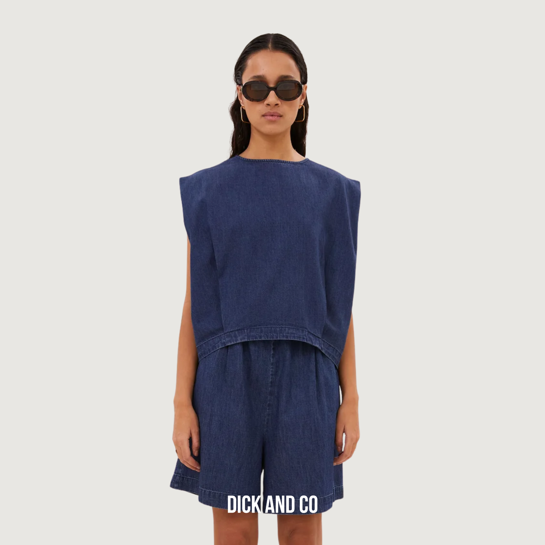 BY-BAR Ginza denim top in de kleur blauw (dark denim)