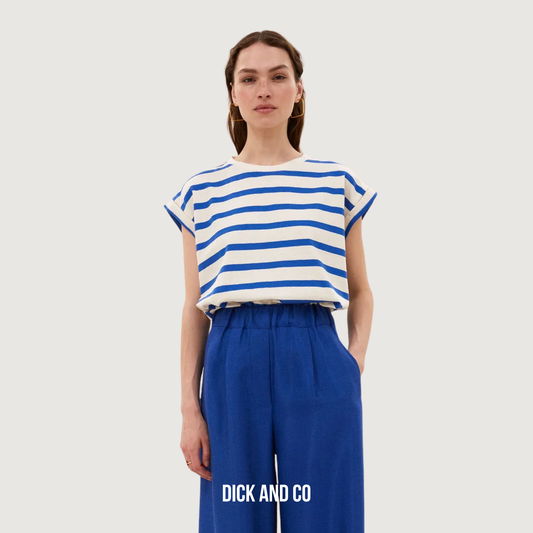 BY-BAR Tobi stripe top in de kleur blauw (azul blue stripe)
