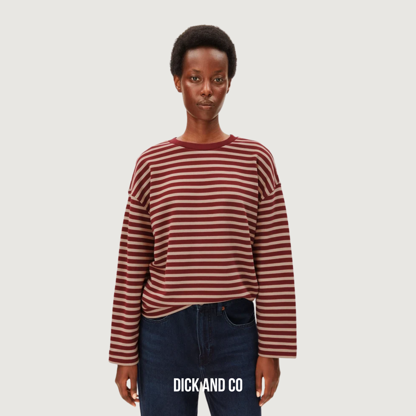 ARMED ANGELS Frankaa Maarlen Gestreeptes sweater in de kleur rood (velvet red-honey reed)