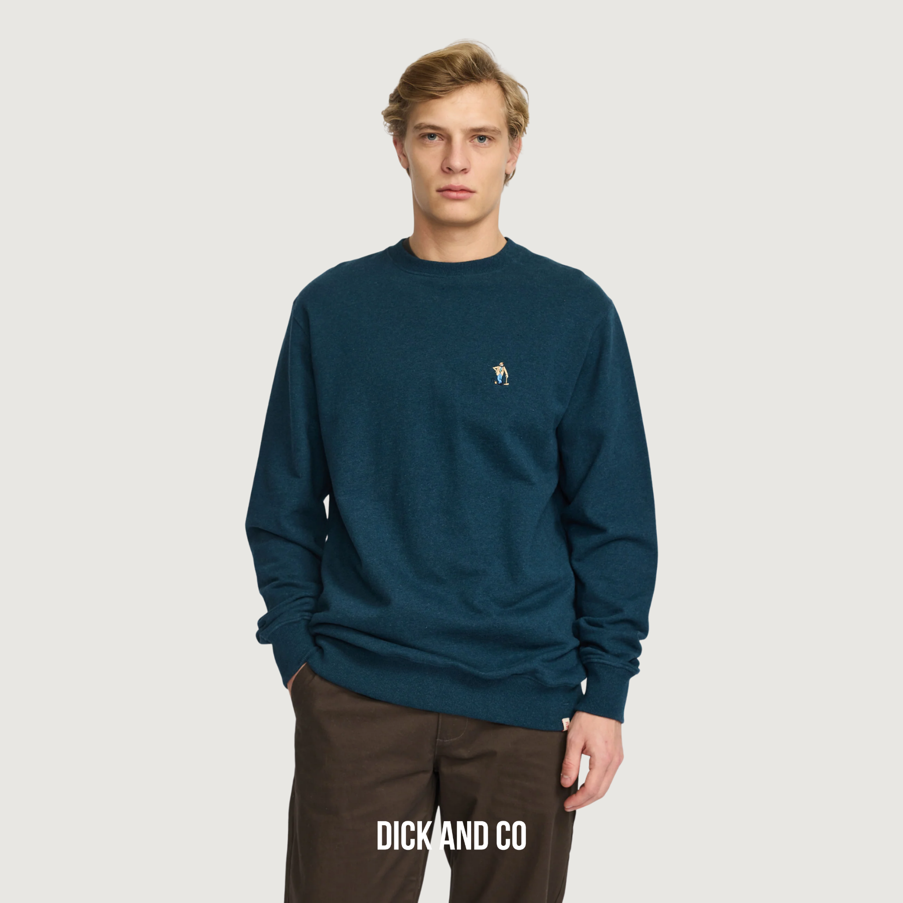 RVLT Application sweater in de kleur blauw (darkpetrol-melange)