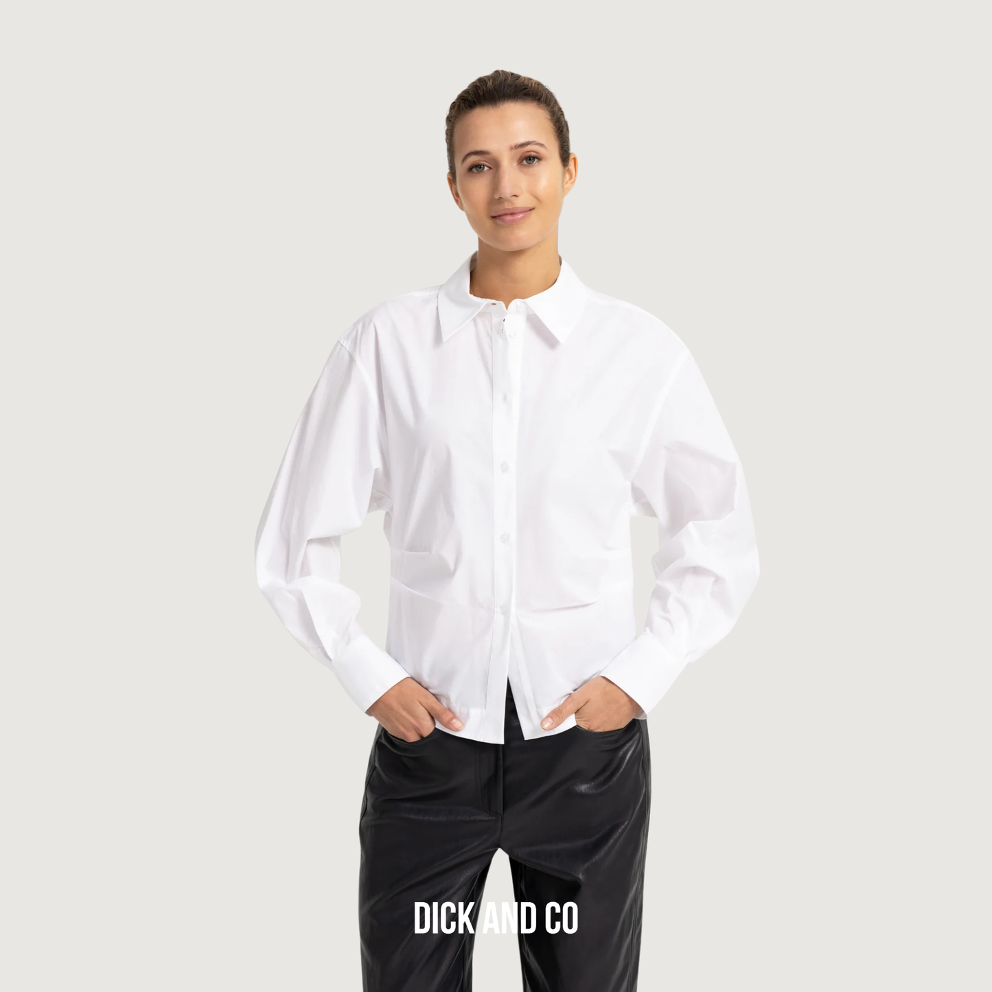 YAYA Blouse met tailleaccent en plooidetail in de kleur wit (pure white)
