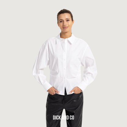 YAYA Blouse met tailleaccent en plooidetail in de kleur wit (pure white)