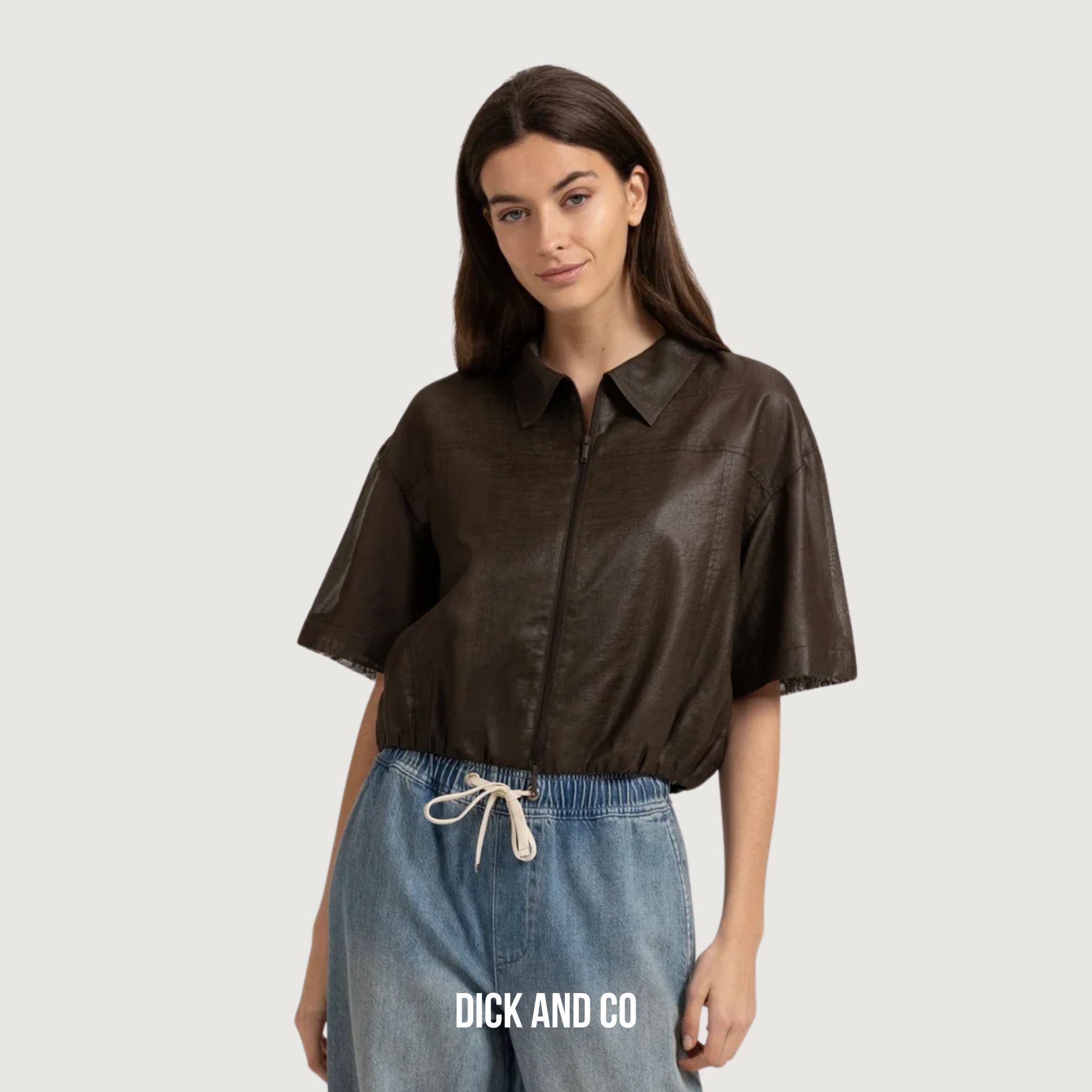 YAYA Blousejack met glanzende finish in de kleur bruin (delicioso brown)