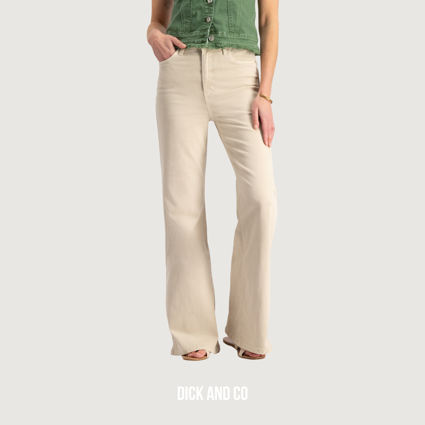 FLORÈZ Ana Flared broek in de kleur beige (ivory cream)
