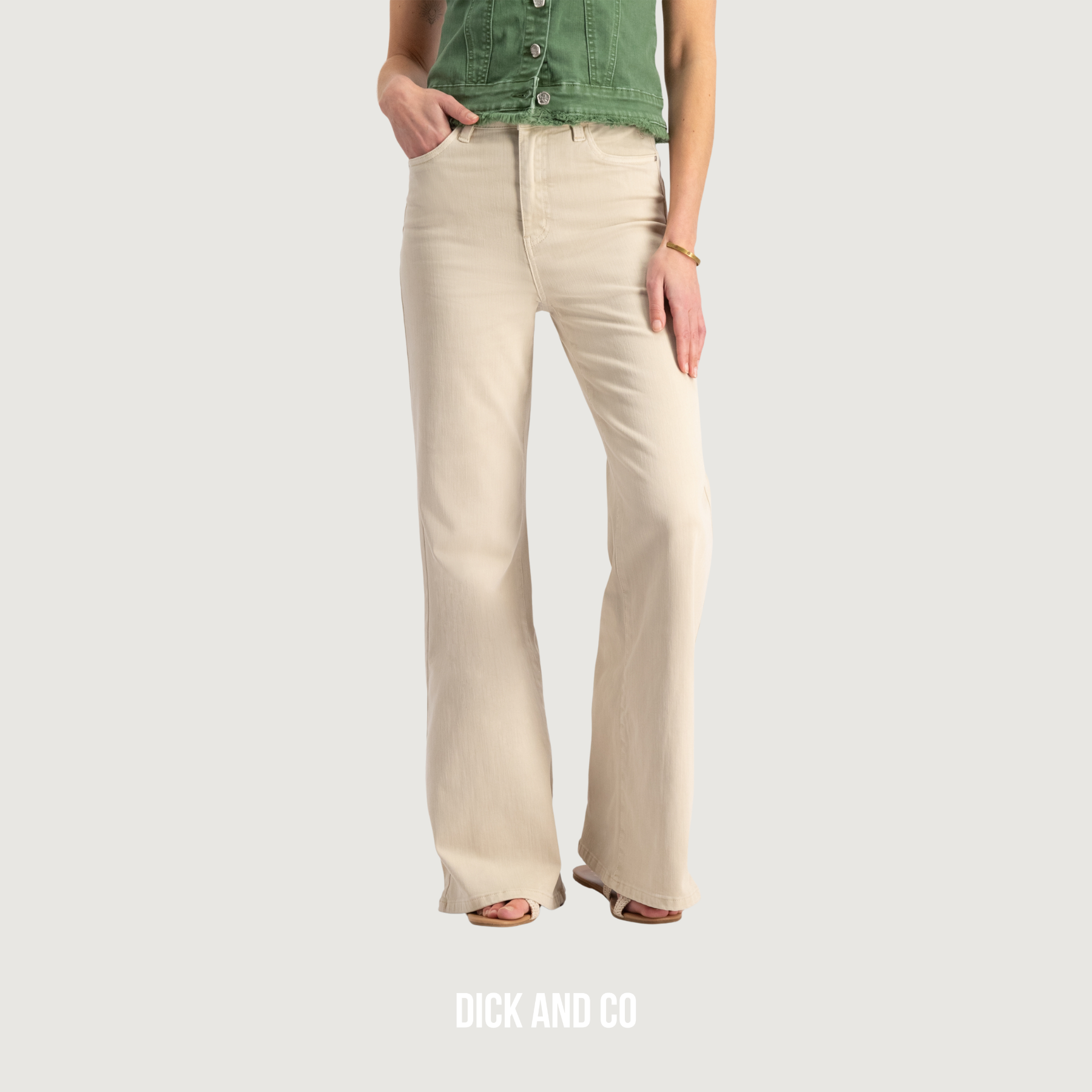 FLORÈZ Ana Flared broek in de kleur beige (ivory cream)