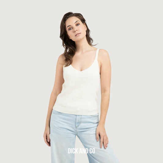YAYA Gebreide tanktop met ribstructuur in de kleur beige (ecru)