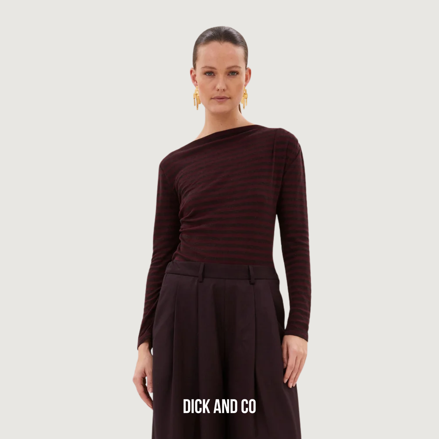 BY-BAR Leya Melange Stripe top in de kleur bruin (pecan)