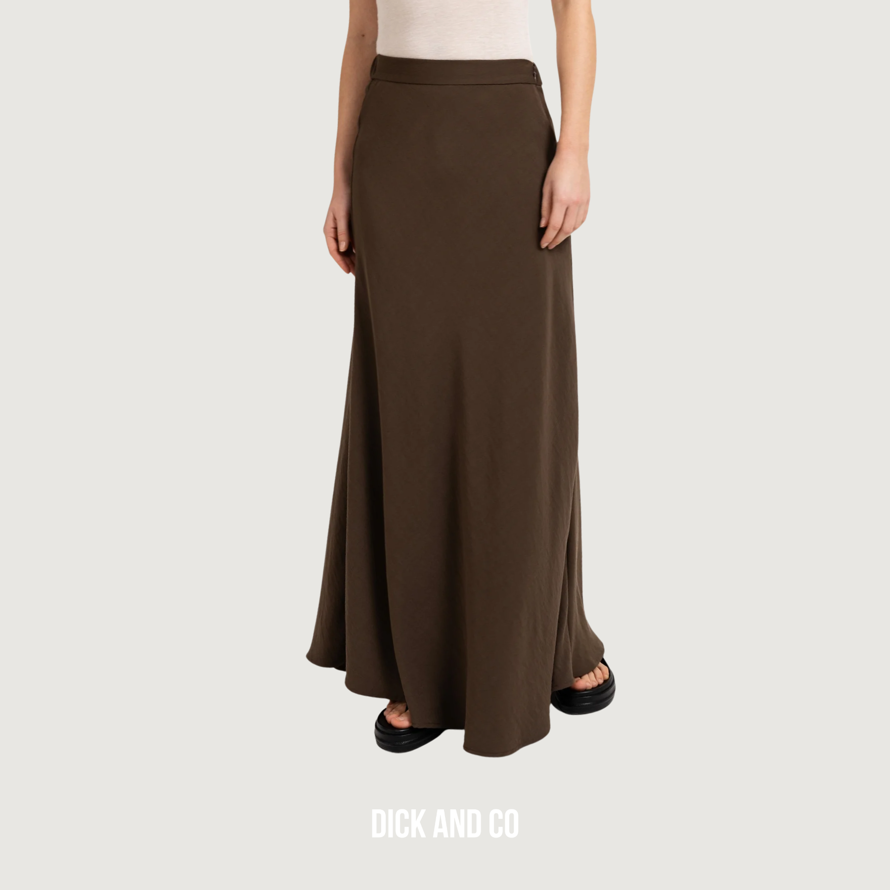 YAYA A-lijn maxi rok met elastische taille in de kleur bruin (slate black brown)