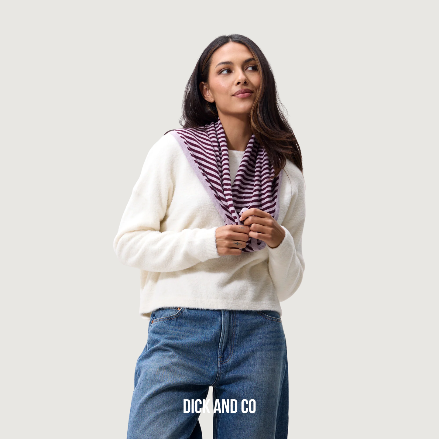 CATWALK JUNKIE Striped triangle scarf sjaal in de kleur paars (lavender frost)