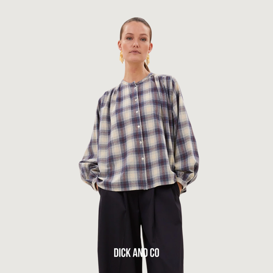 BY-BAR Nyka blouse in de kleur bruin (tokyo check)