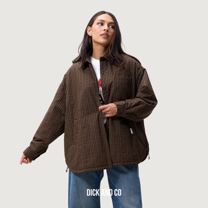 CATWALK JUNKIE Light padded check jacket jas in de kleur bruin (mossy)