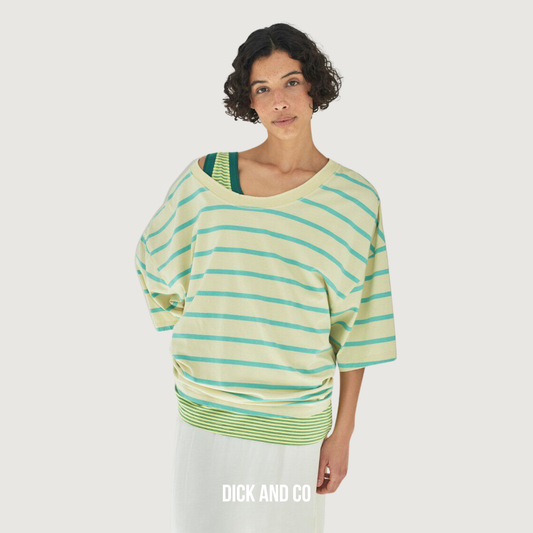 AMERICAN VINTAGE Gixy t-shirt in de kleur groen (muntstrepen)