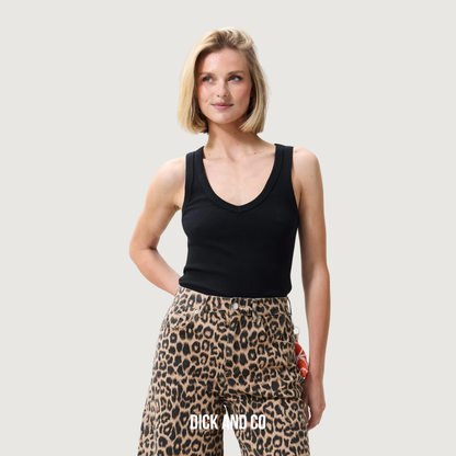 CATWALK JUNKIE Vneck rib singlet in de kleur zwart (black)