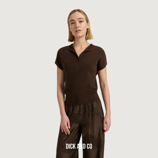 YAYA Gebreid vest met korte mouwen in de kleur bruin (slate black brown melange)
