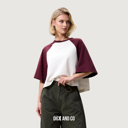 CATWALK JUNKIE Baseball contrast t-shirt in de kleur paars (merlot)