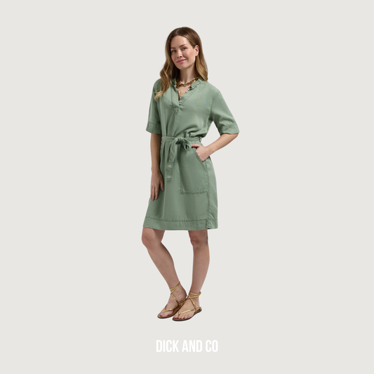 FLORÈZ Kayley dress jurk in de kleur groen (olive green)