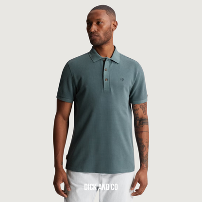CAST IRON Polo met wafelstructuur in de kleur blauw (oceanview)