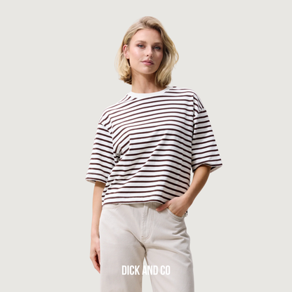 CATWALK JUNKIE Loose fit striped t-shirt in de kleur bruin (rocky road)
