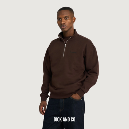 RESTERÖDS Sweater with half-zip 'Zack' in de kleur bruin (brown)