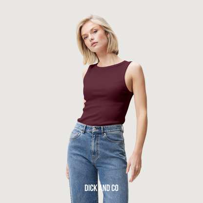 CATWALK JUNKIE Classic rib singlet tanktop in de kleur paars (winetasting)