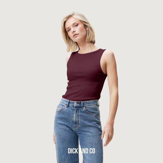 CATWALK JUNKIE Classic rib singlet tanktop in de kleur paars (winetasting)