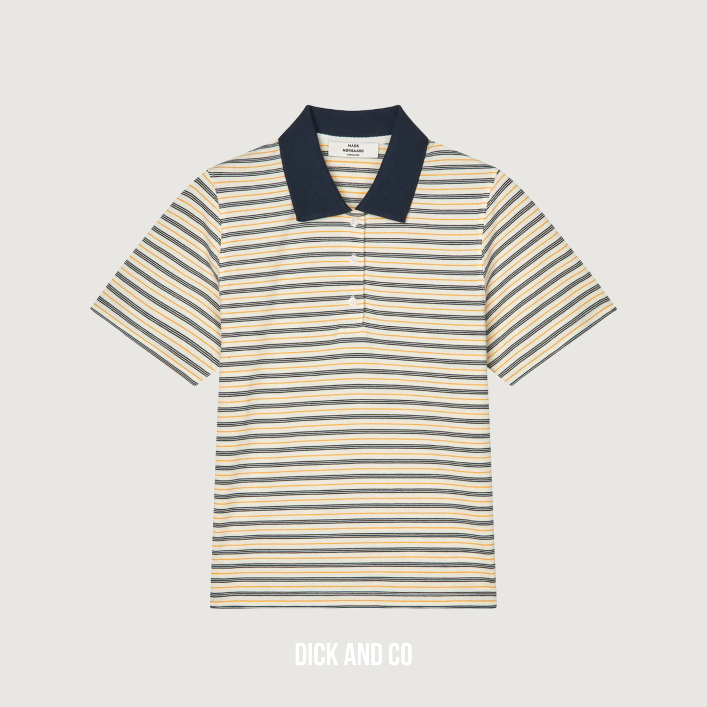 MADS NORGAARD Light Terry Marlo Polo Tee polo shirt in de kleur geel (vanilla ice/sky captain/zinnia)