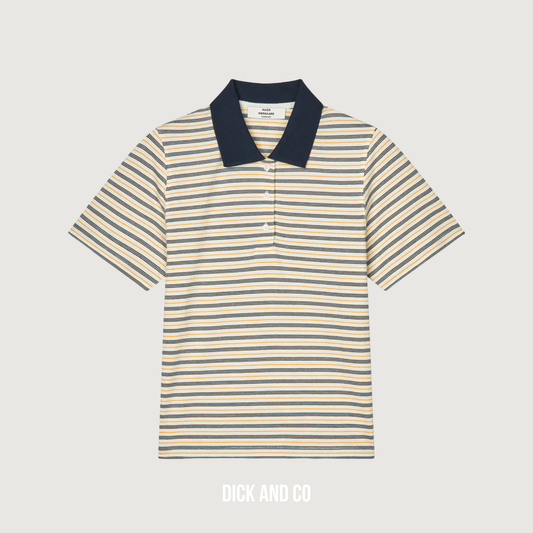 MADS NORGAARD Light Terry Marlo Polo Tee polo shirt in de kleur geel (vanilla ice/sky captain/zinnia)