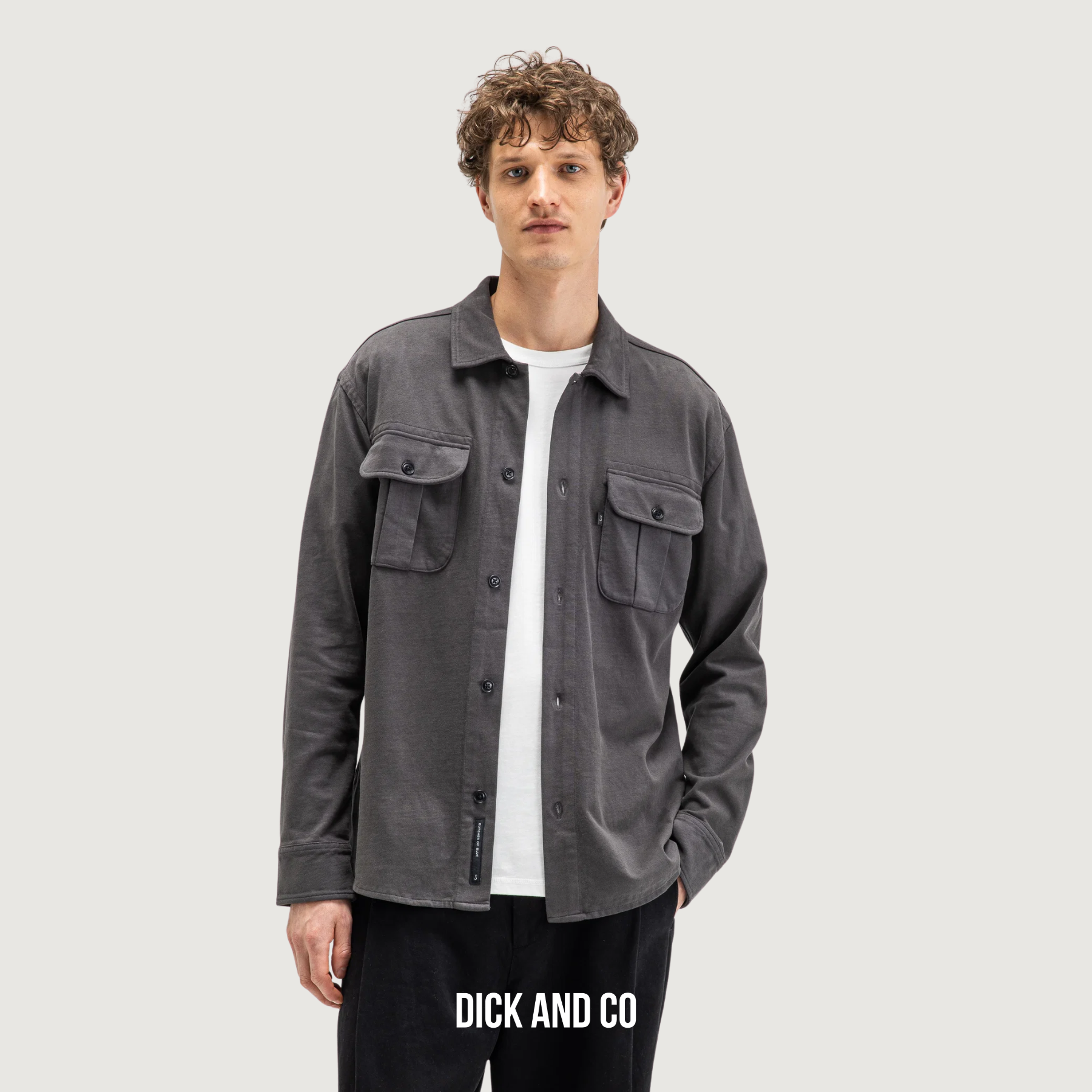 BUTCHER OF BLUE Phil Peached Jersey Overshirt in de kleur grijs (agatha grey)